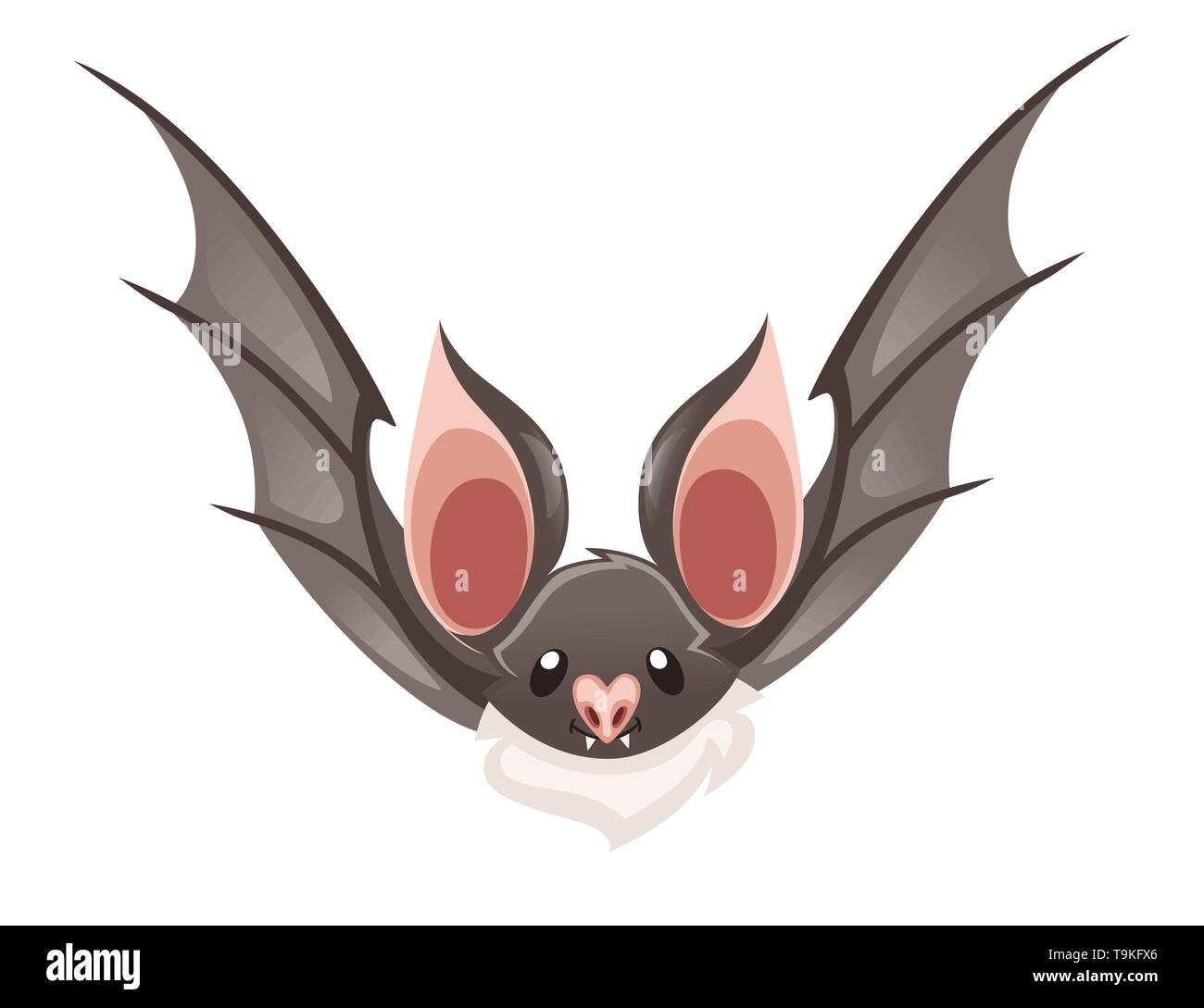 Cartoon bat. Carino vampire bat, mammifero volante. Piatto illustrazione  vettore isolato su sfondo bianco. Cartoon character design. Bat fly, vista  frontale Immagine e Vettoriale - Alamy