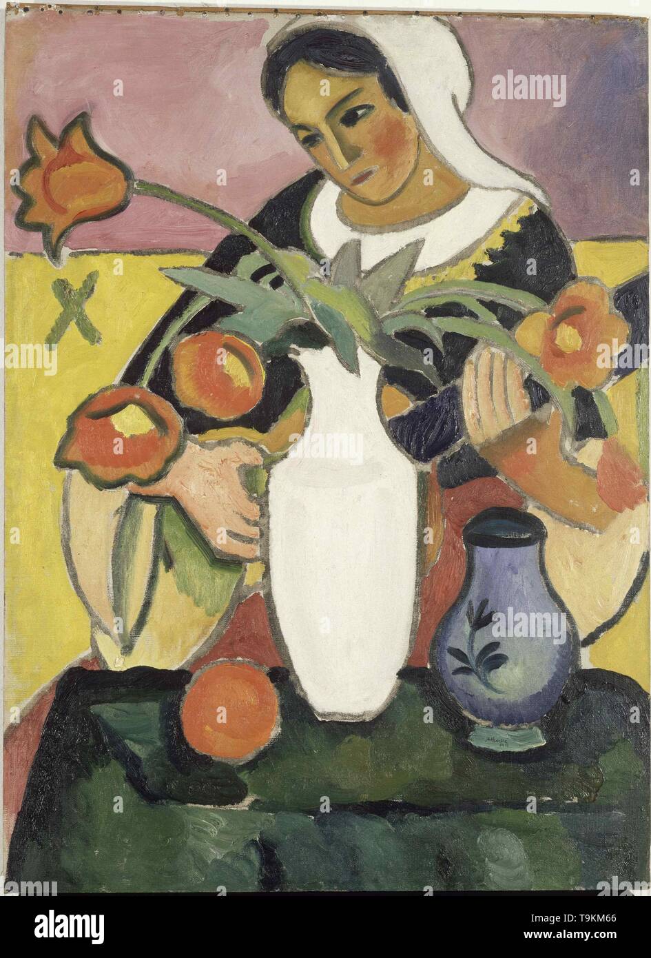 Il liuto Player. Museo: Musée national d'Art moderne, Centro Georges Pompidou di Parigi. Autore: August Macke. Foto Stock