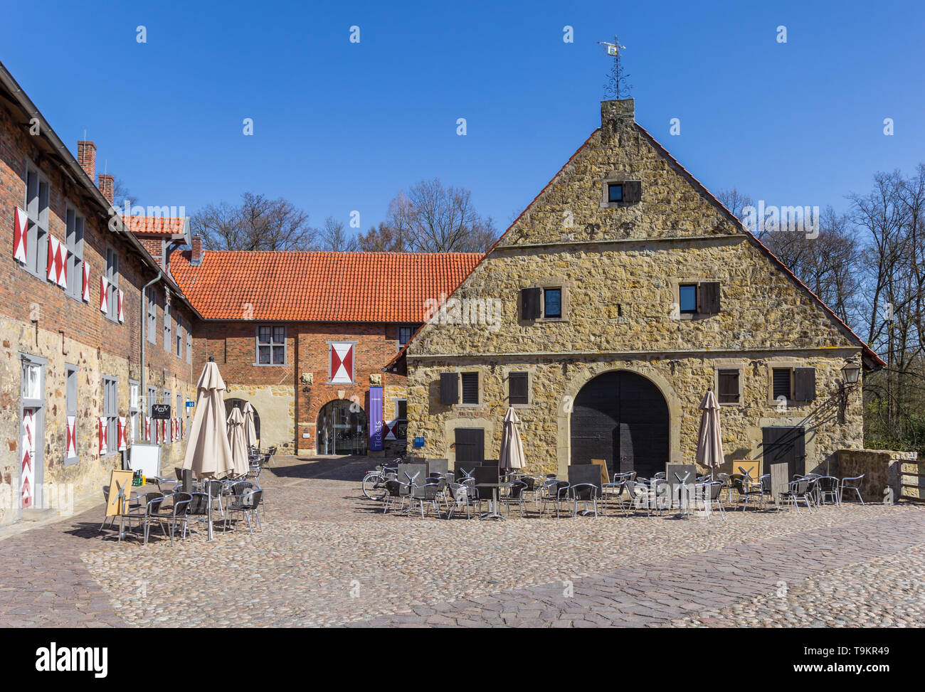 Cortile del Burg Vischering in Ludinghausen, Germania Foto Stock