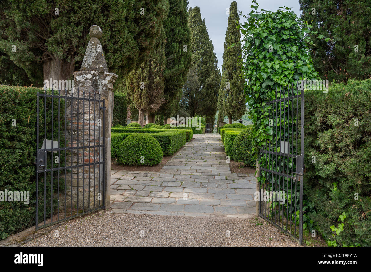 Giardino di Villa Vignamaggio, Greve in Chianti, Toscana, Italia, Foto Stock
