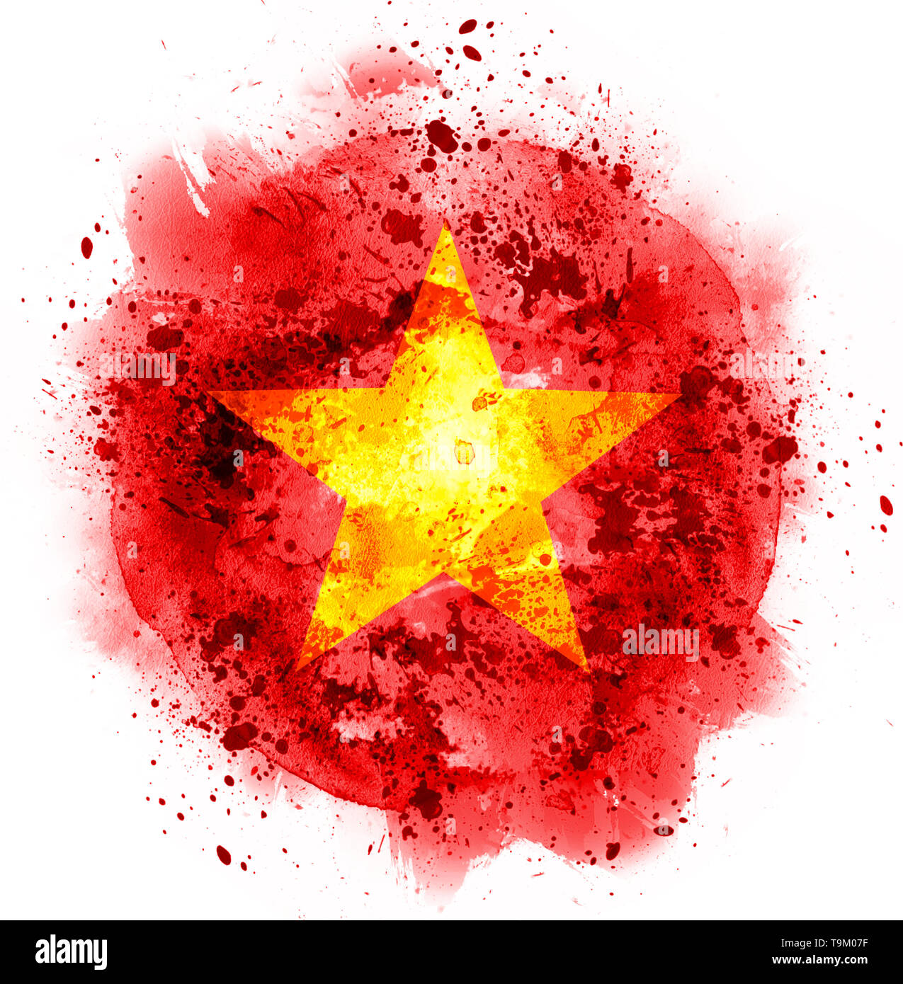 Acquerello star bandiera della Cina Foto Stock