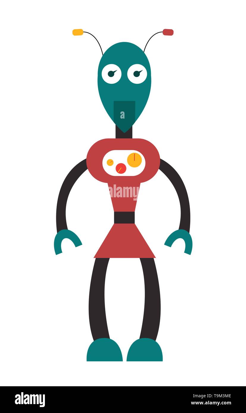 Robot ragazza carattere piatto. Stock isolato illustrazione vettoriale Illustrazione Vettoriale