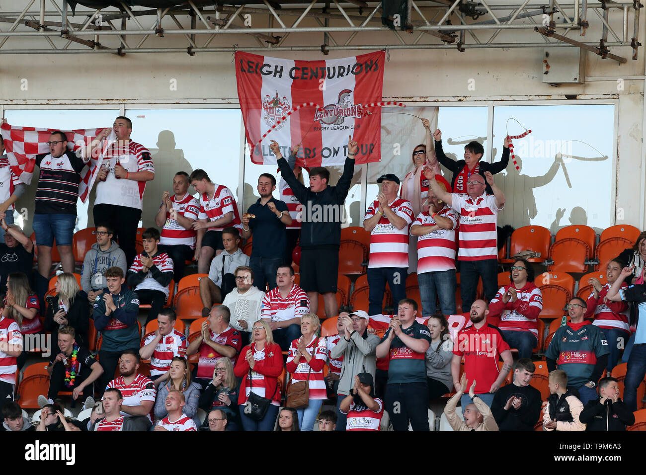 Leigh Centurioni sostenitori durante il campionato Betfred Estate Bash corrispondono a Bloomfield Road e Blackpool. Foto Stock