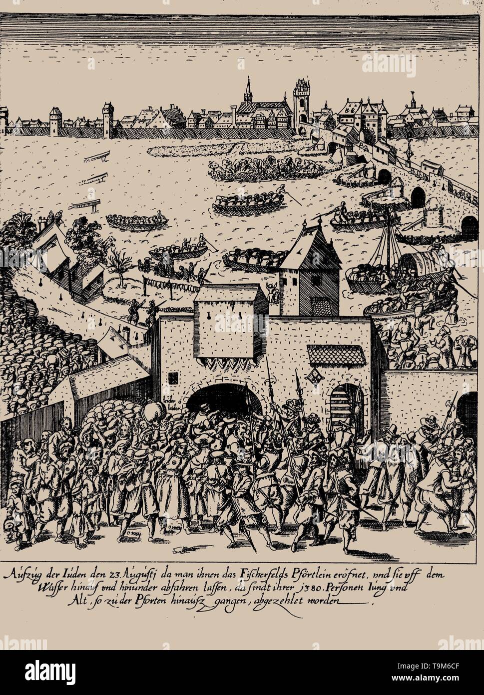 Il Fettmilch Rising. Espulsione degli ebrei da Francoforte sul Meno, il 23 agosto 1614. Museo: Collezione privata. Autore: Georg Keller. Foto Stock