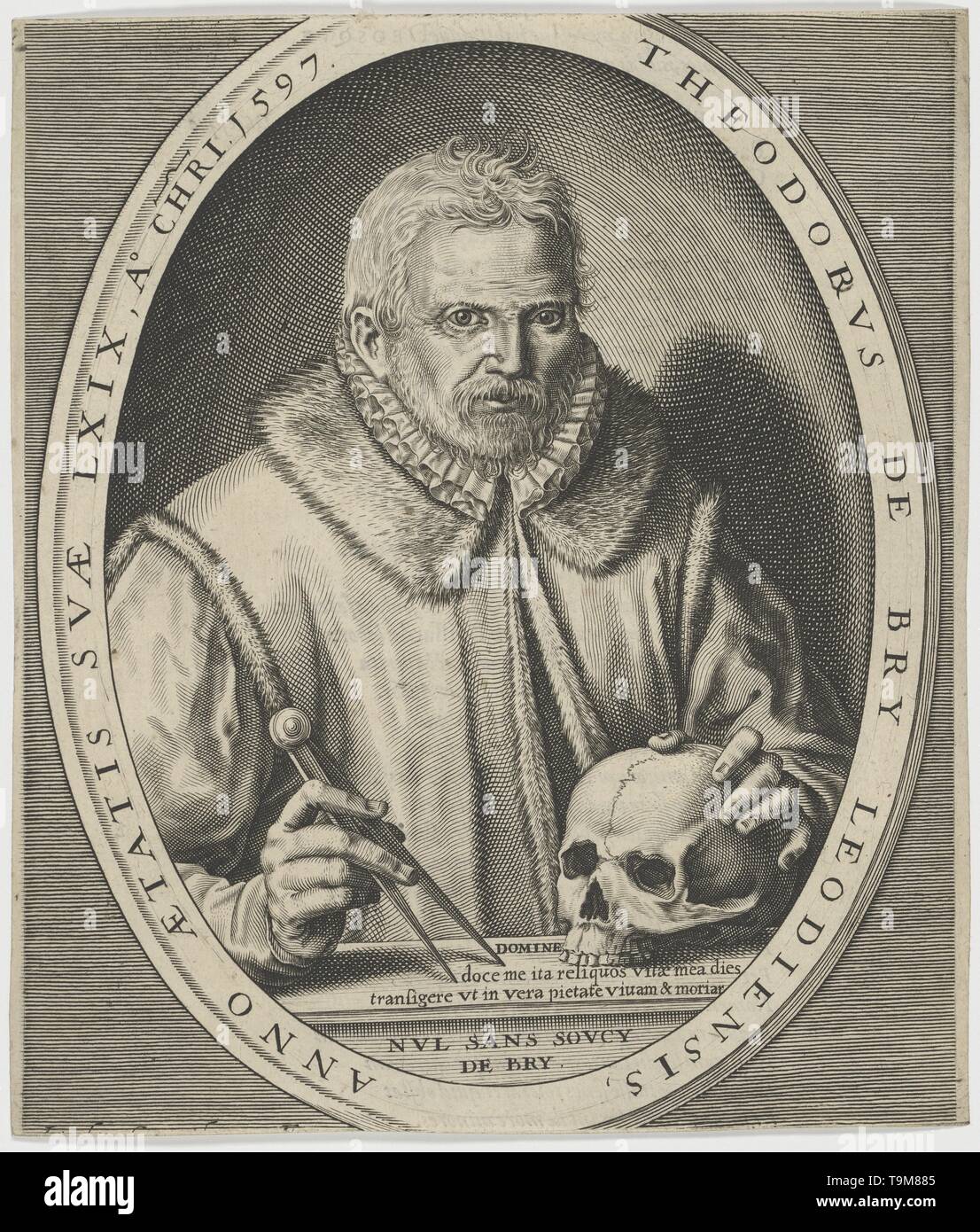 Ritratto di Theodor de Bry (1528-1598). Museo: Collezione privata. Autore: JOHANN THEODOR DE BRY. Foto Stock