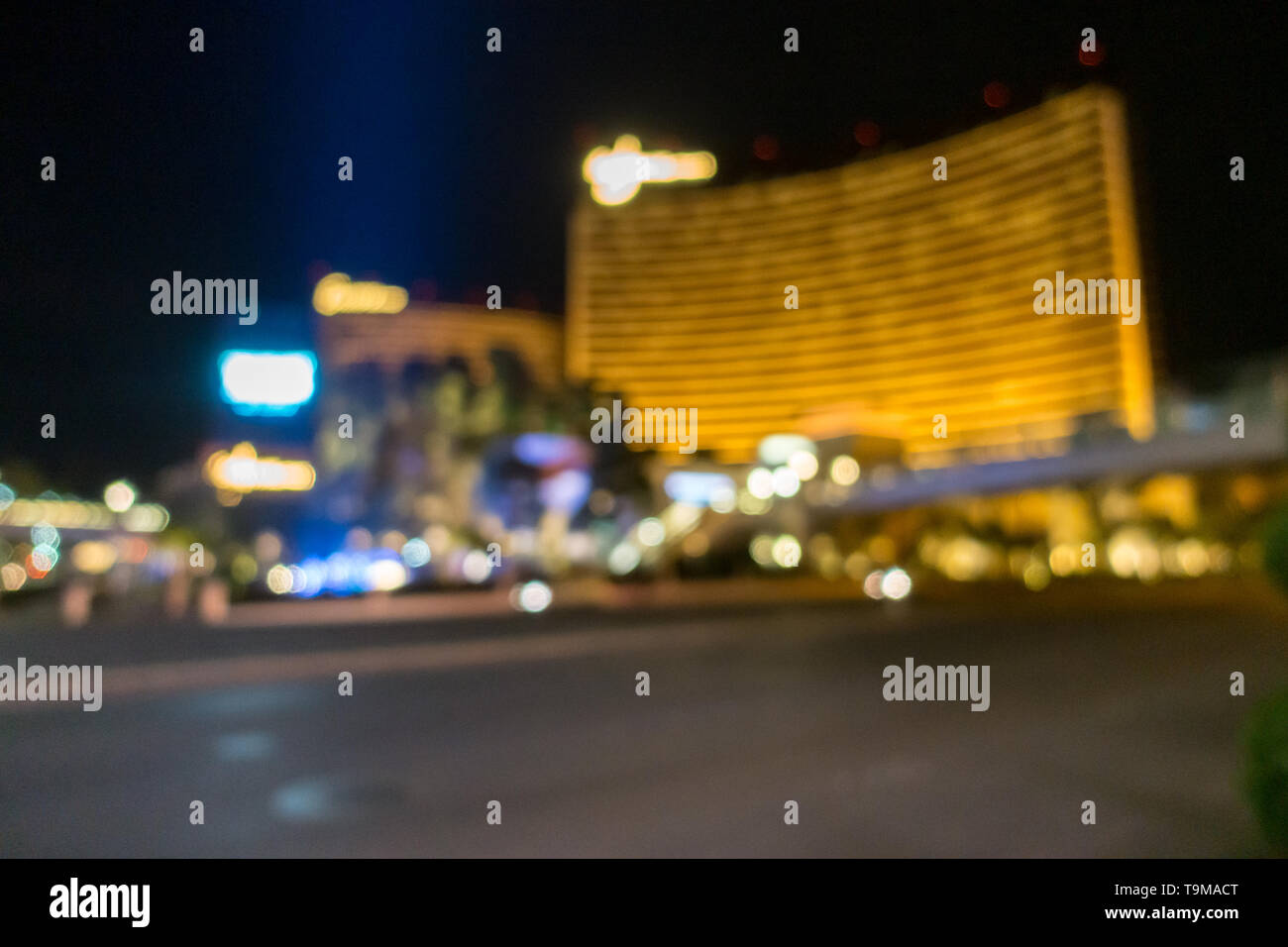 Abstract sfondo sfocato di Las Vegas città cityscape in Nevada USA la notte Foto Stock