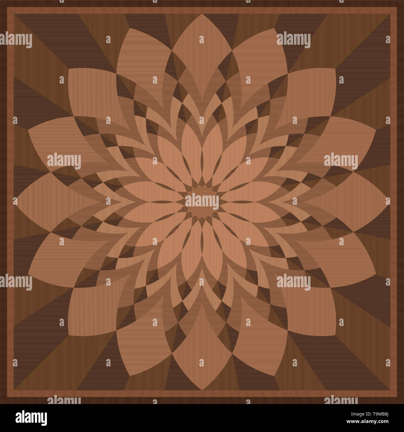 Intarsio di legno. Intarsio pattern, piazza piastrella di legno. Foto Stock