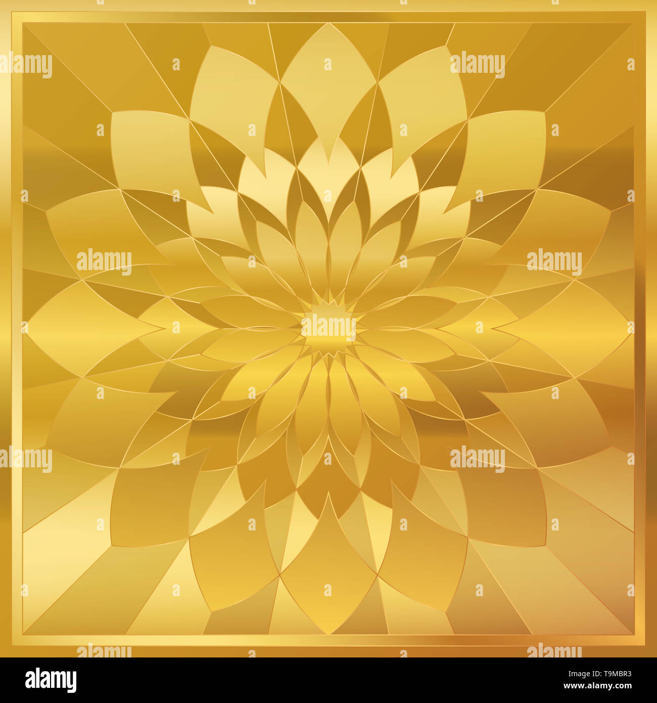 Golden tile. Intarsio intarsi, formato quadrato. Foto Stock