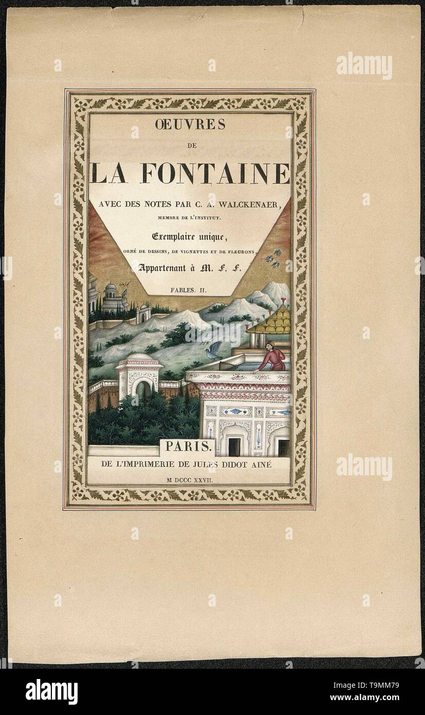Fables de La Fontaine. Museo: Musée Jean de La Fontaine, Ville de Château-Thierry. Autore: Imam Bakhsh Lahori. Foto Stock