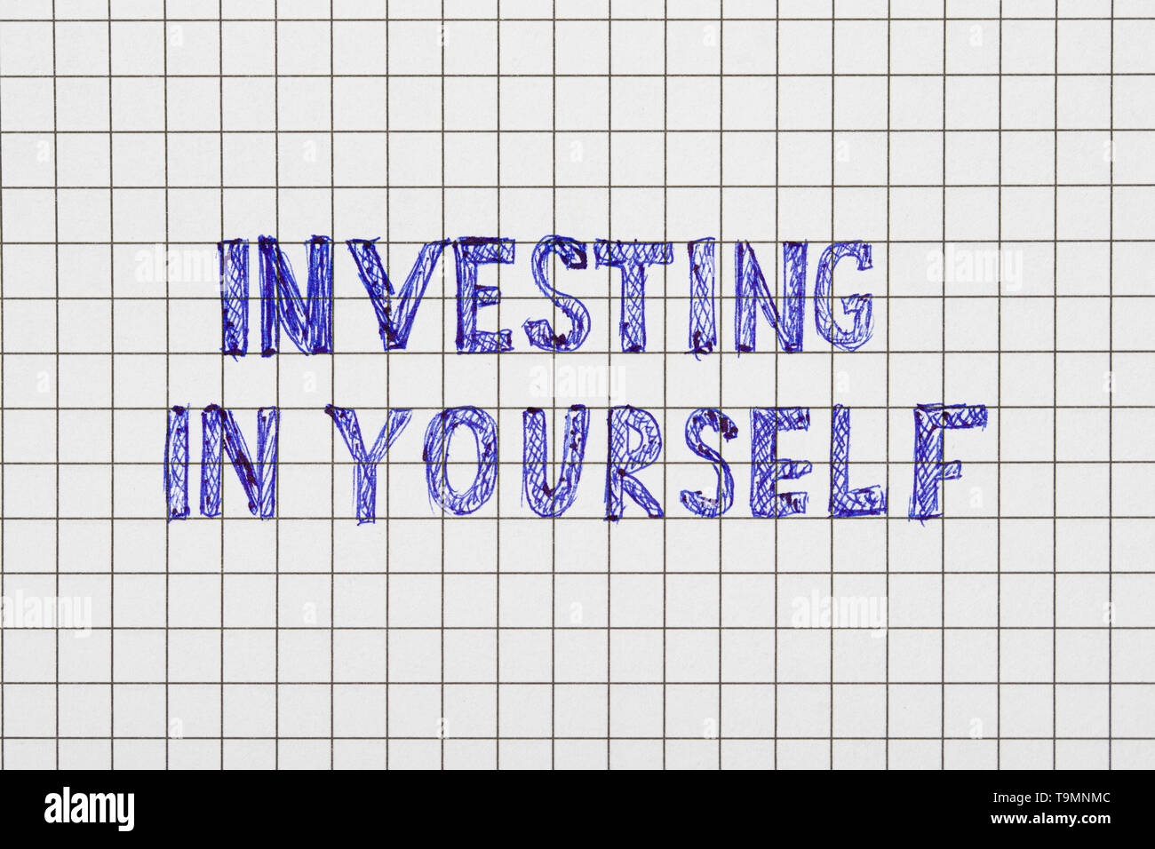 Investire in te stesso. Lo sviluppo personale e il concetto di istruzione dello sfondo. Foto Stock