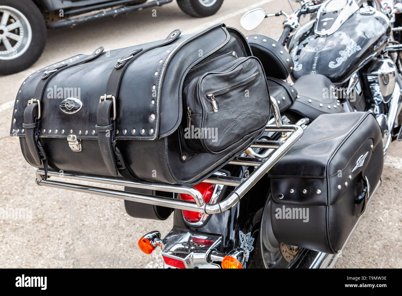Borse da Moto per Harley Cuoio Portautensili Laterale in Pelle Nero Snow-Day Borse da Sella Moto