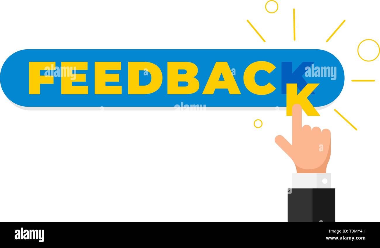 Feedback online, la reputazione di qualità, clienti di esaminare il concetto di stile piatto. Imprenditore mano puntare il dito la lettera K in parola come rating. Vector illust Illustrazione Vettoriale