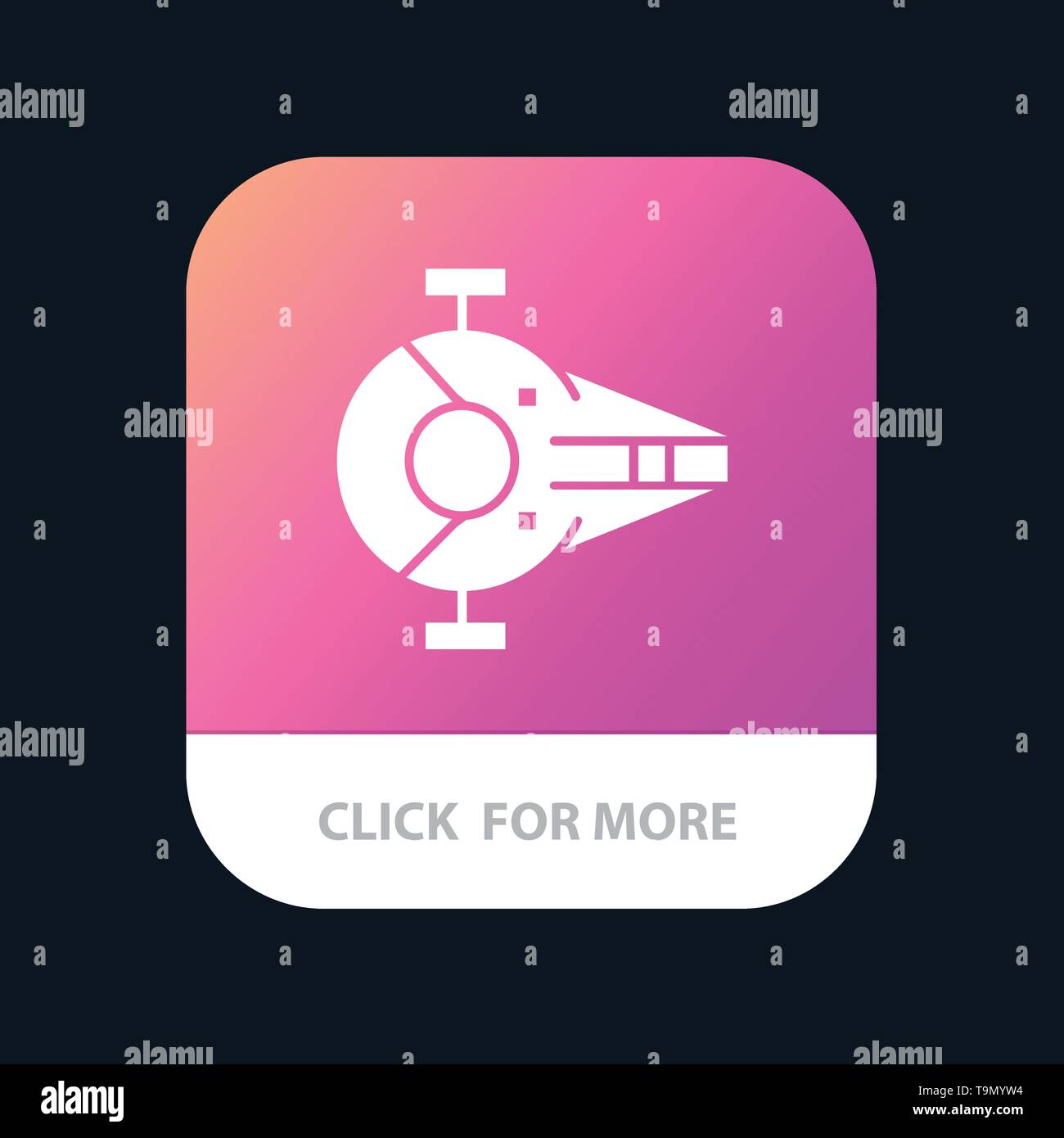 Cruiser, Fighter, Interceptor, nave, navicella spaziale Mobile App pulsante. Android e IOS versione Glyph Illustrazione Vettoriale