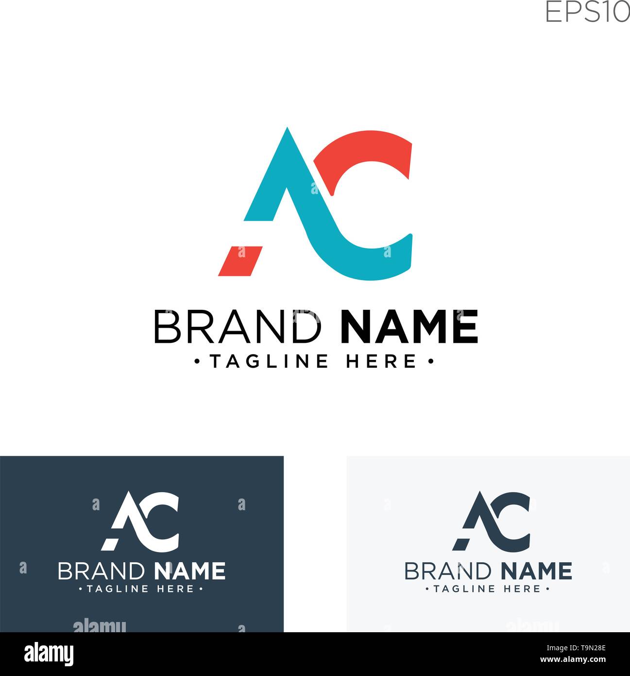 Monogramma ac iniziale, ac, logo ac modello colore nero illustrazione vettoriale - vector Illustrazione Vettoriale