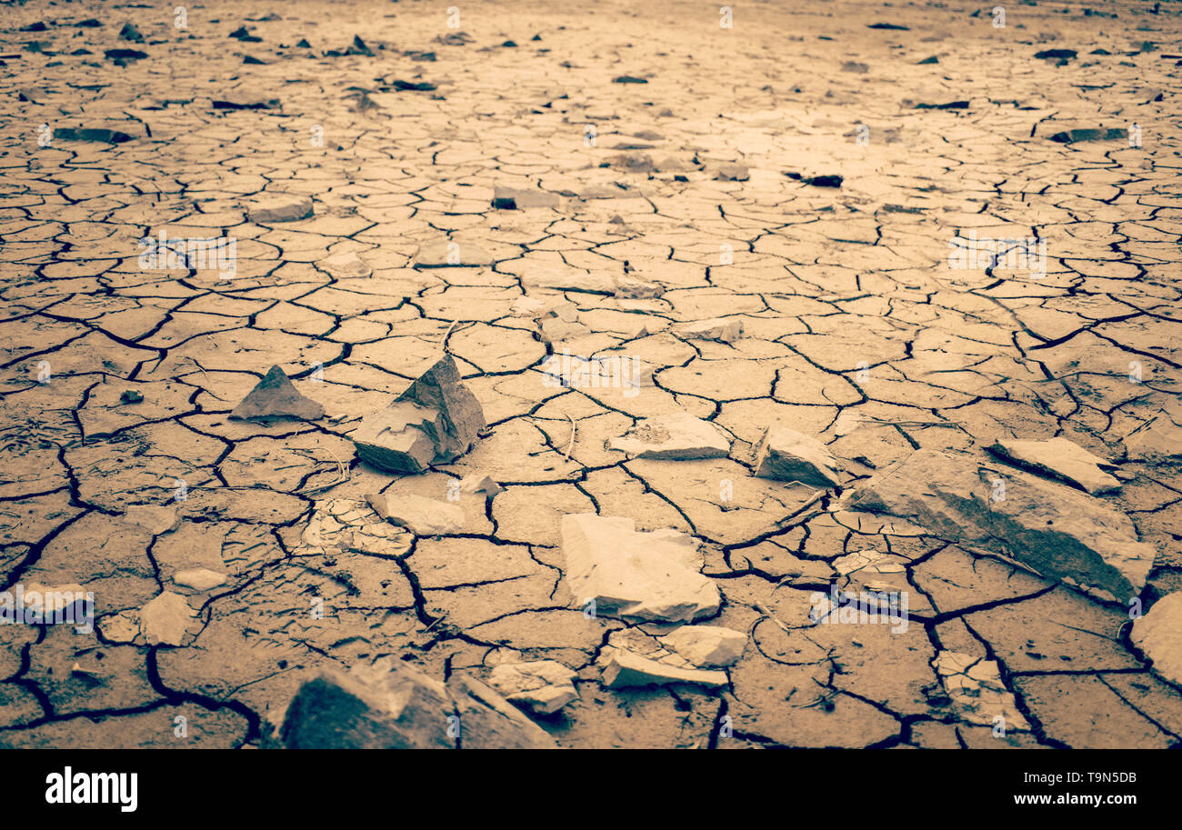 Deserto Mohave secco deserto incrinato terra Wasteland drammatica Shot Foto Stock