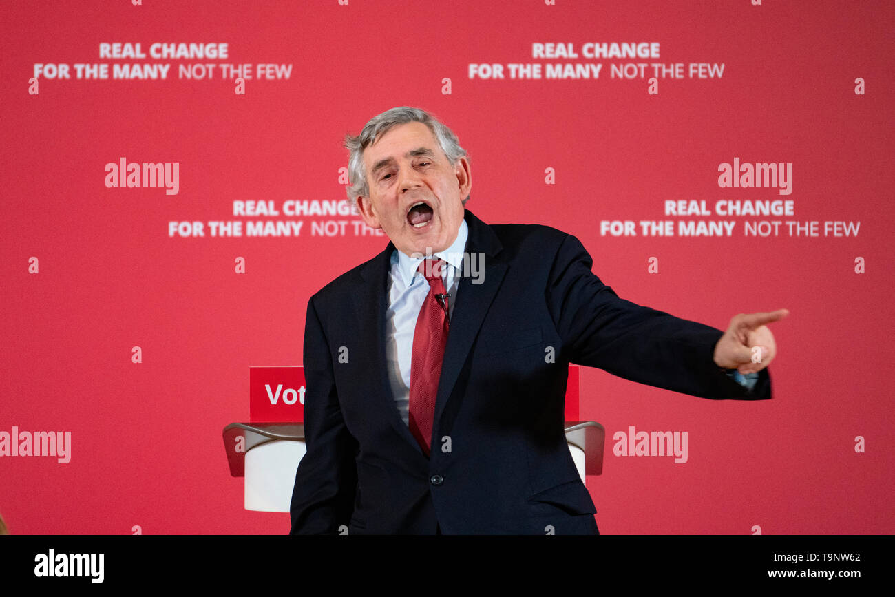 Glasgow, Scotland, Regno Unito. Il 20 maggio 2019. Ex primo ministro Gordon Brown al lancio di scozzese del lavoro elezioni europee campagna presso il faro in Glasgow. Credito: Iain Masterton/Alamy Live News Foto Stock
