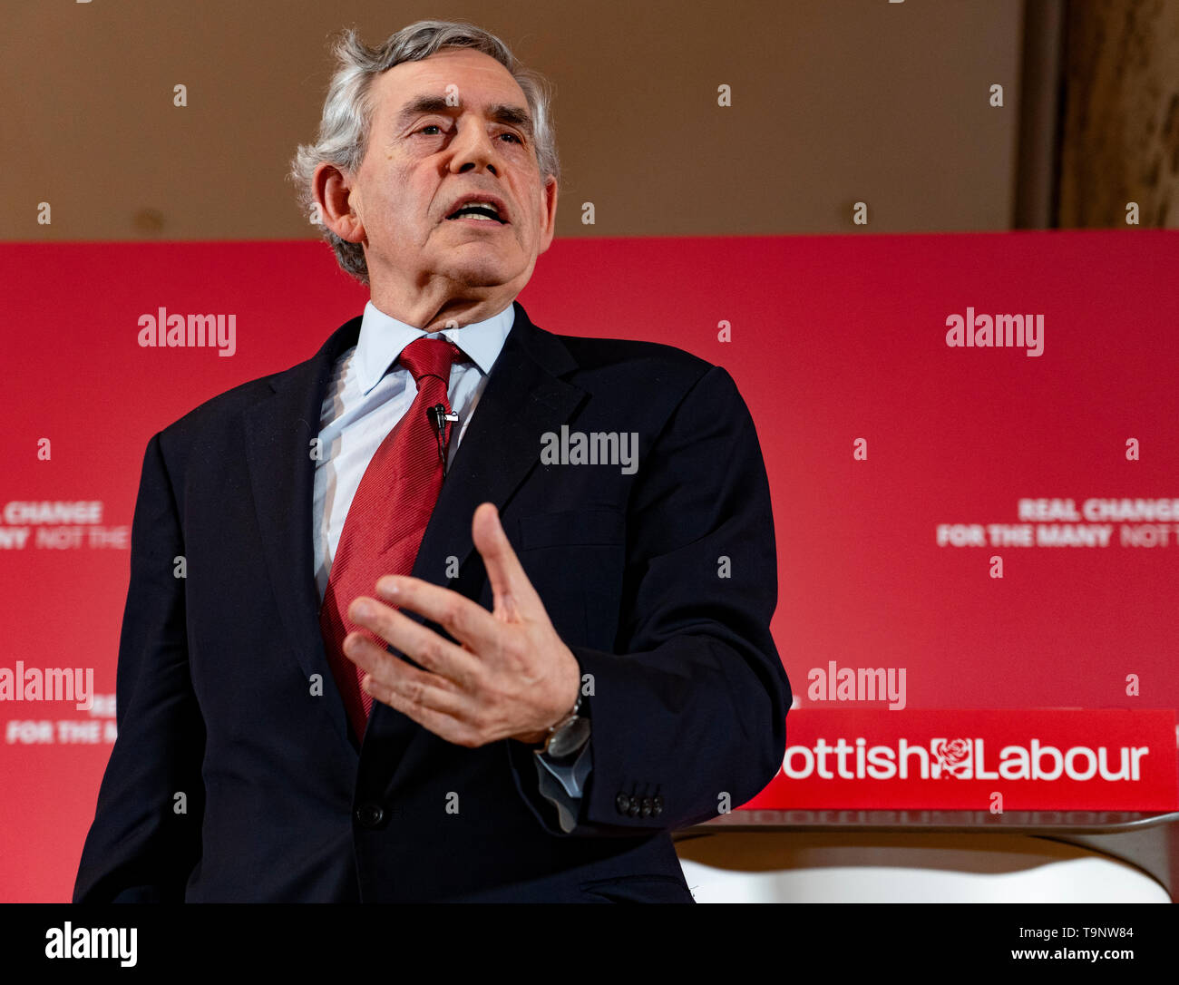Glasgow, Scotland, Regno Unito. Il 20 maggio 2019. Ex primo ministro Gordon Brown al lancio di scozzese del lavoro elezioni europee campagna presso il faro in Glasgow. Credito: Iain Masterton/Alamy Live News Foto Stock
