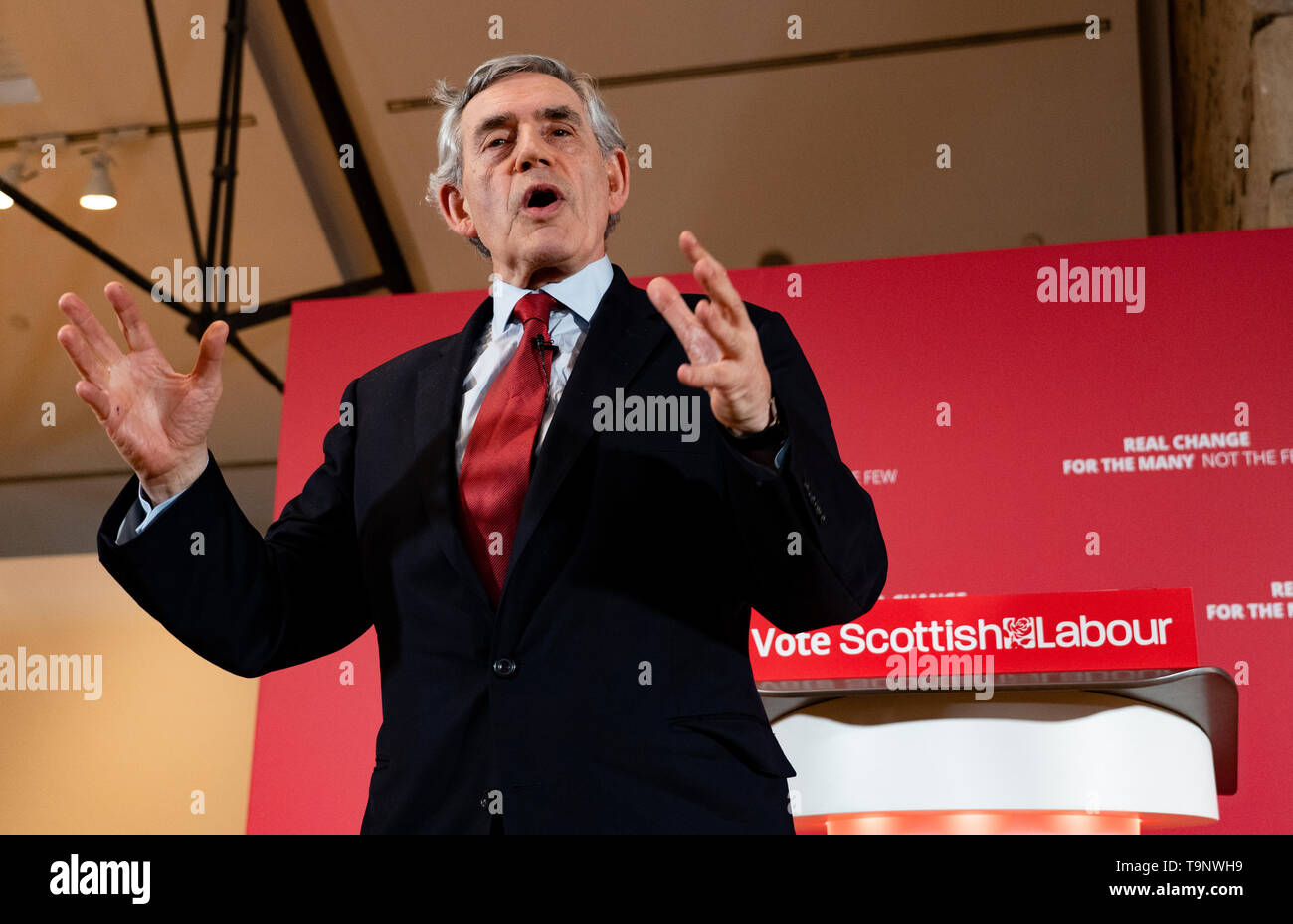 Glasgow, Scotland, Regno Unito. Il 20 maggio 2019. Ex primo ministro Gordon Brown al lancio di scozzese del lavoro elezioni europee campagna presso il faro in Glasgow. Credito: Iain Masterton/Alamy Live News Foto Stock