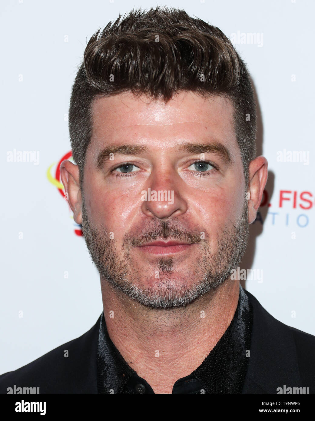 BEVERLY HILLS, Los Angeles, CA, Stati Uniti d'America - 19 maggio: il cantante Robin Thicke arriva a 2019 icona americana Awards tenutosi presso il Beverly Wilshire Four Seasons Hotel il 19 maggio 2019 a Beverly Hills Los Angeles, California, Stati Uniti. (Foto di Xavier COLLIN/Image Press Agency) Foto Stock