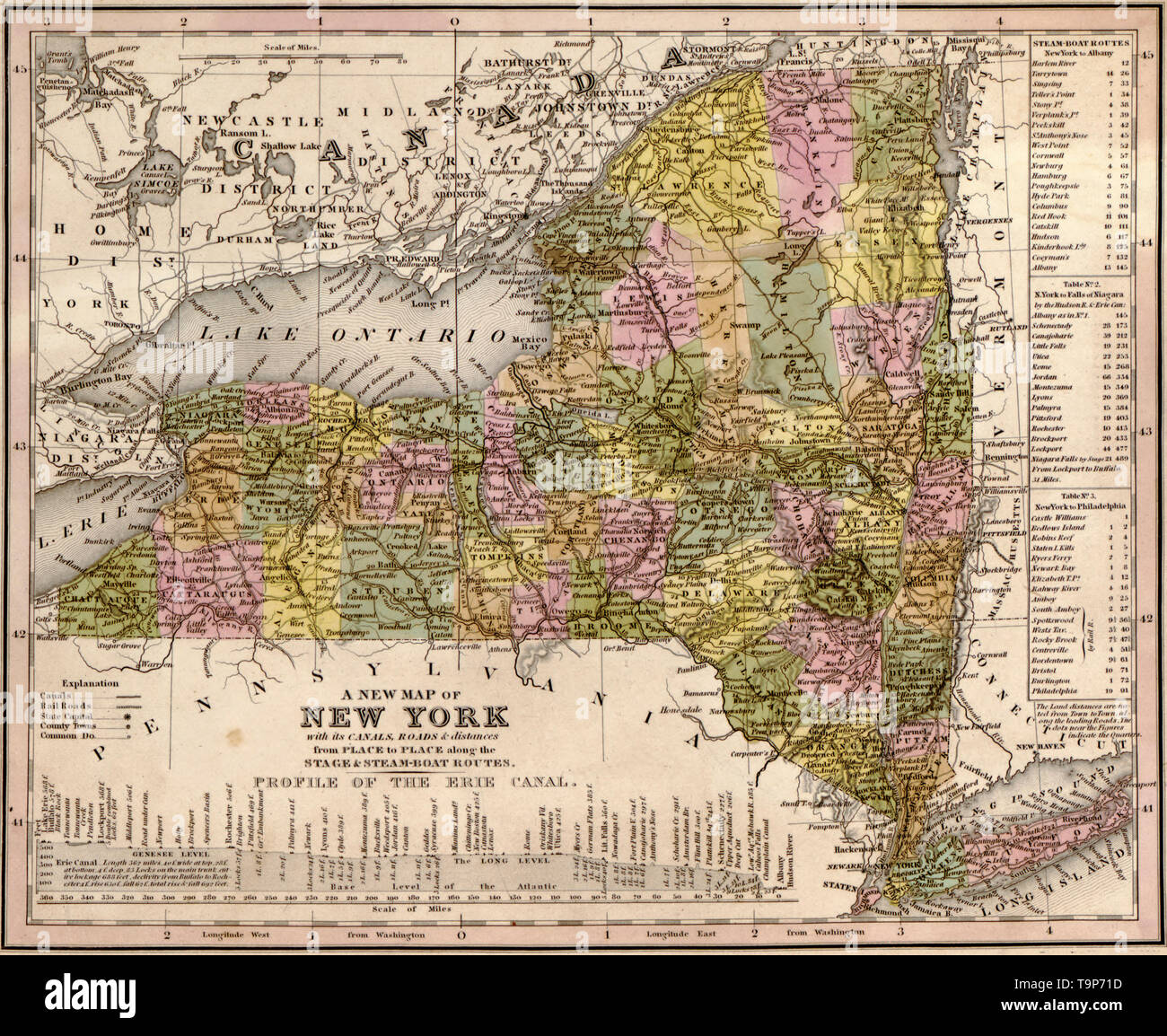 Mappa di New York, 1844 Foto Stock