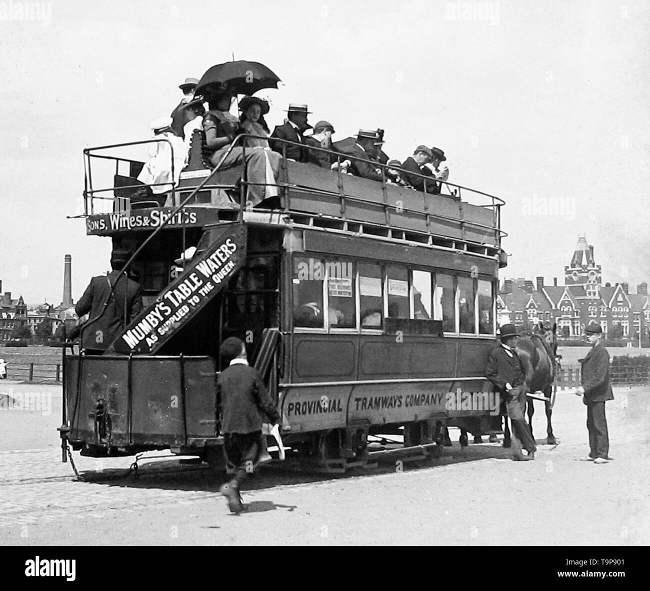 Cavallo in tram in Southsea Foto Stock