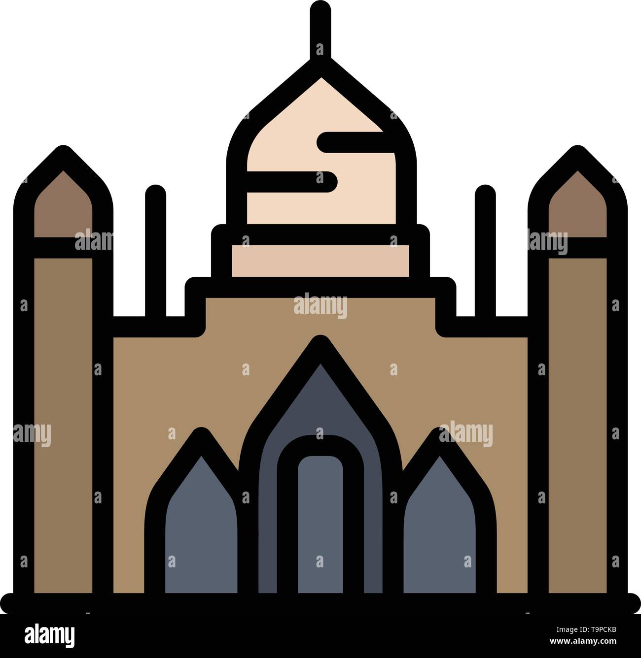 Aurangabad Fort, Bangladesh, Dhaka, Lalbagh piatto icona di colore. Icona vettore modello di pagina di intestazione Illustrazione Vettoriale