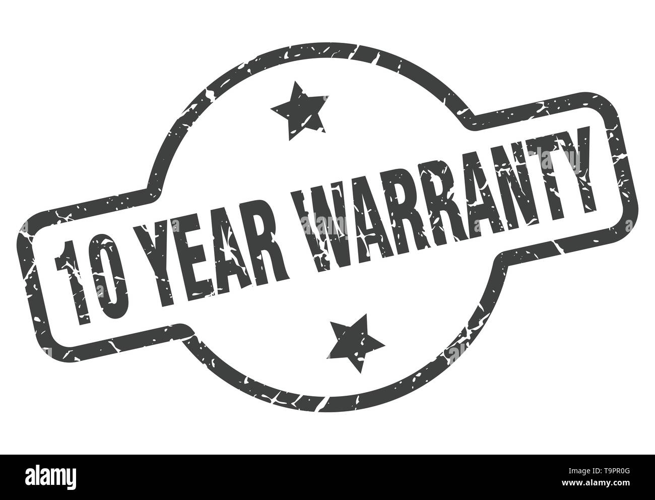 Dieci anni di garanzia vintage rotondo francobollo isolato Illustrazione Vettoriale