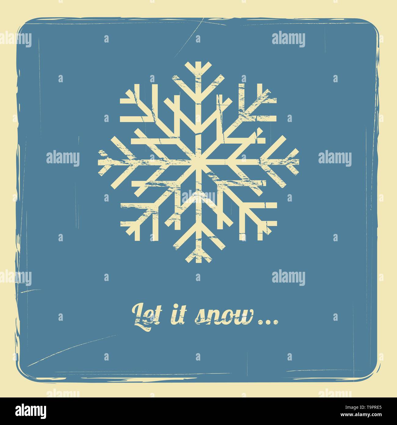 Poster con un fiocco di neve e slogan "Let it snow...' sfondo vettoriale con effetto rétro Illustrazione Vettoriale