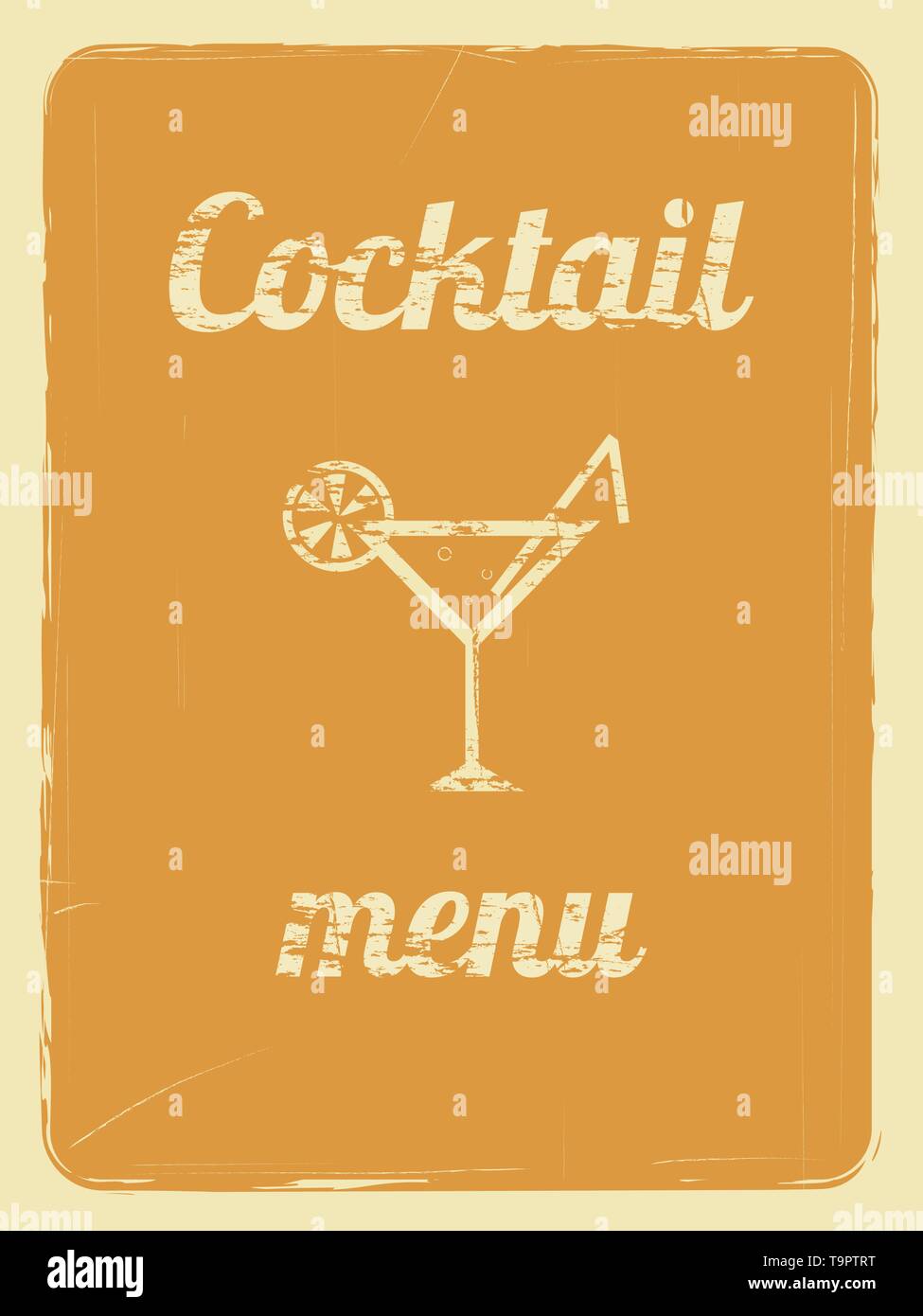 Menu di cocktail template vettoriale con effetto rétro Illustrazione Vettoriale