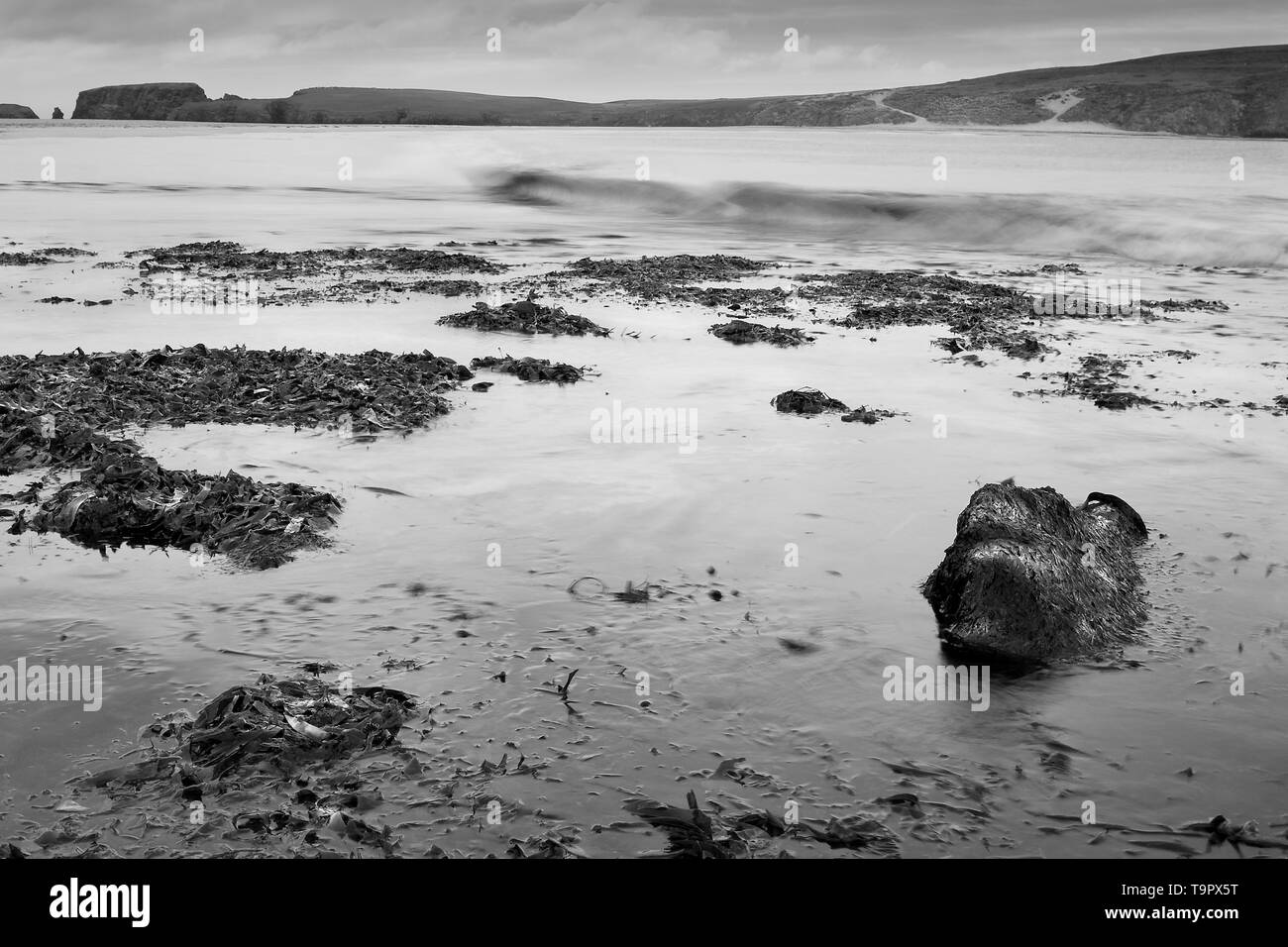 San Ninian's Isle beach seascape nelle isole Shetland, al nord della Scozia, Regno Unito. Foto Stock
