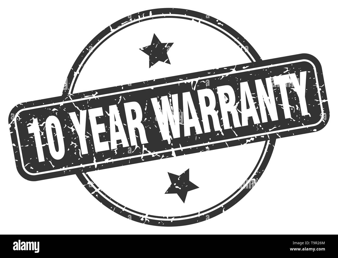 Dieci anni di garanzia round vintage grunge timbro Illustrazione Vettoriale