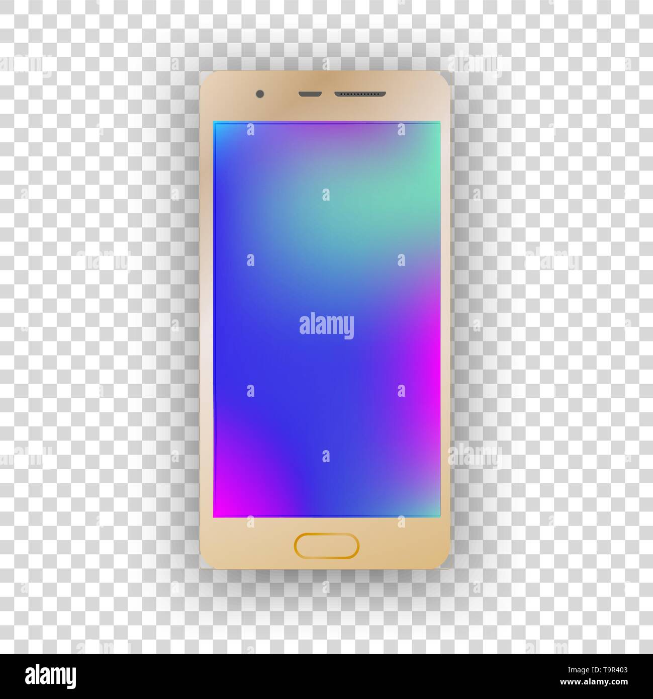 Mobile phone oro su sfondo trasparente. Illustrazione Vettoriale Illustrazione Vettoriale