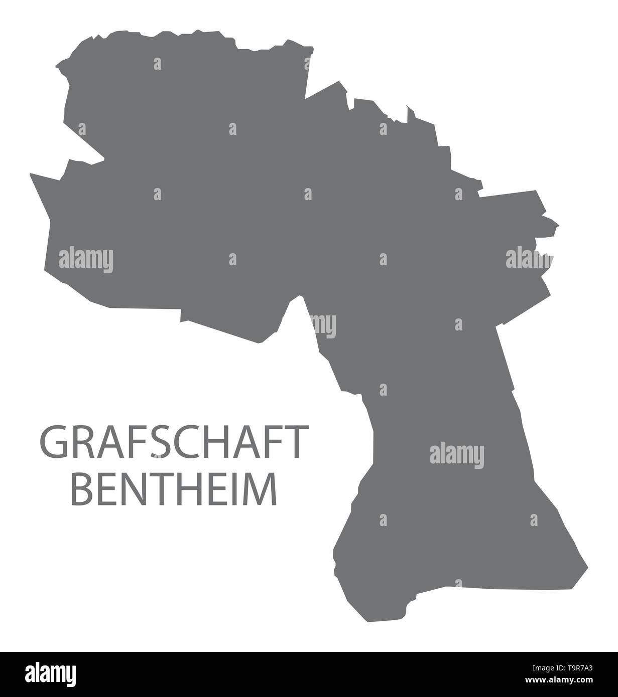 Grafschaft Bentheim gray county map della Bassa Sassonia Germania DE Illustrazione Vettoriale