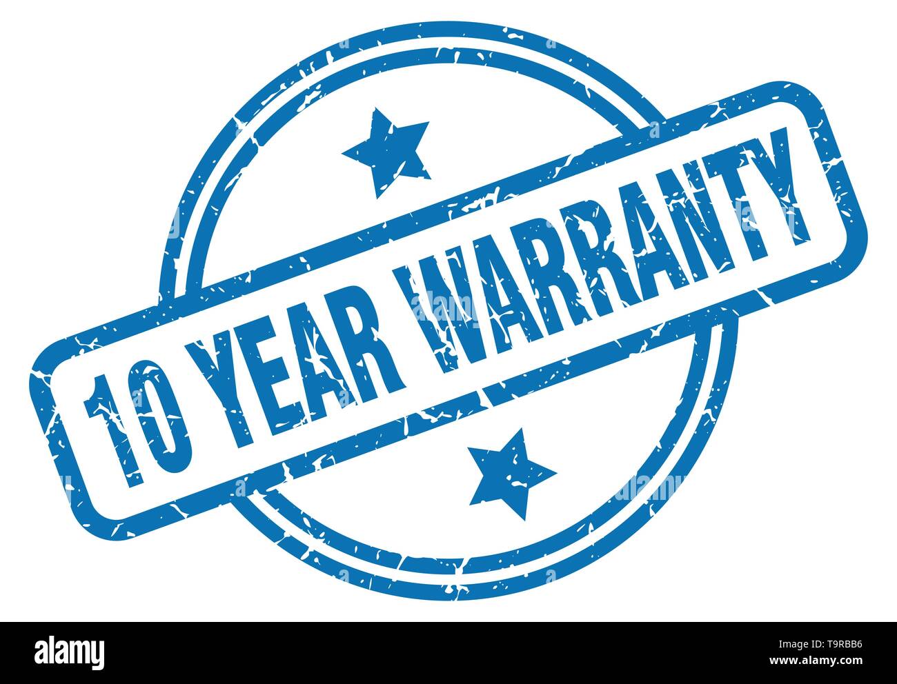 Dieci anni di garanzia round vintage grunge timbro Illustrazione Vettoriale