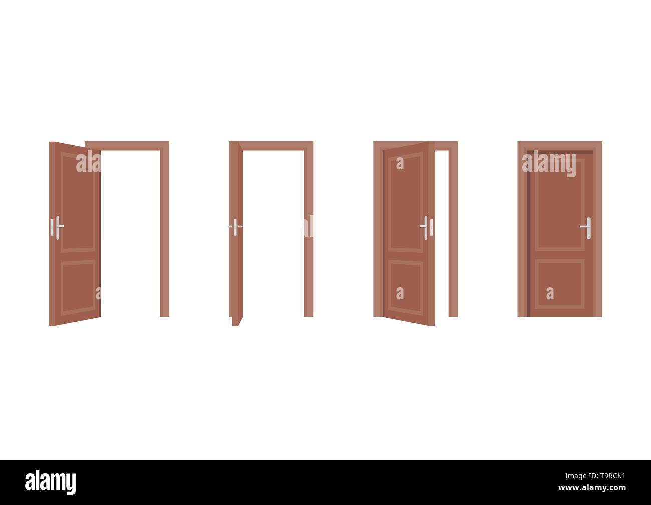 Set di porte aperte e chiuse. Isolato illustrazione vettoriale Illustrazione Vettoriale
