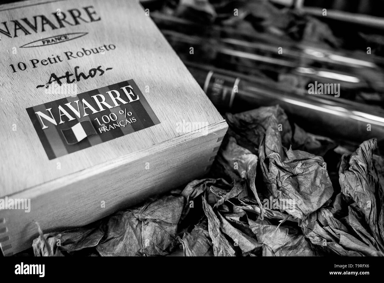 Navarra, l'ultimo francese sigari tessuto, Navarrenx, Pyrénées-Atlantiques, Francia Foto Stock