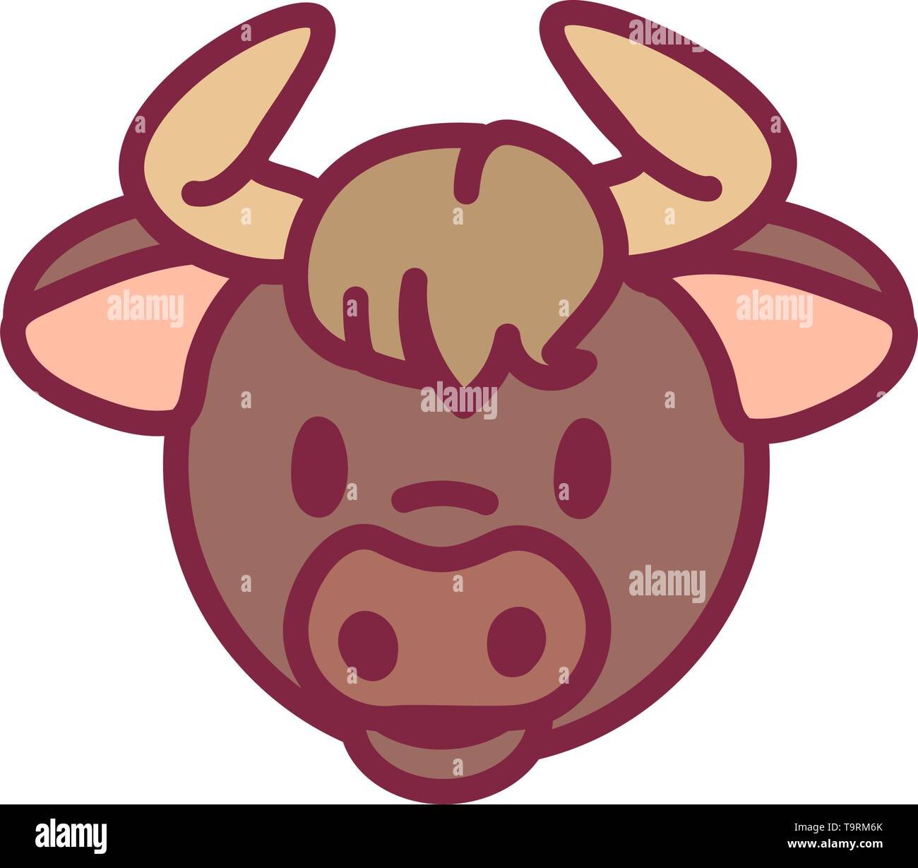 Vector carino astrologia Cinese icona zodiac Ox Illustrazione Vettoriale