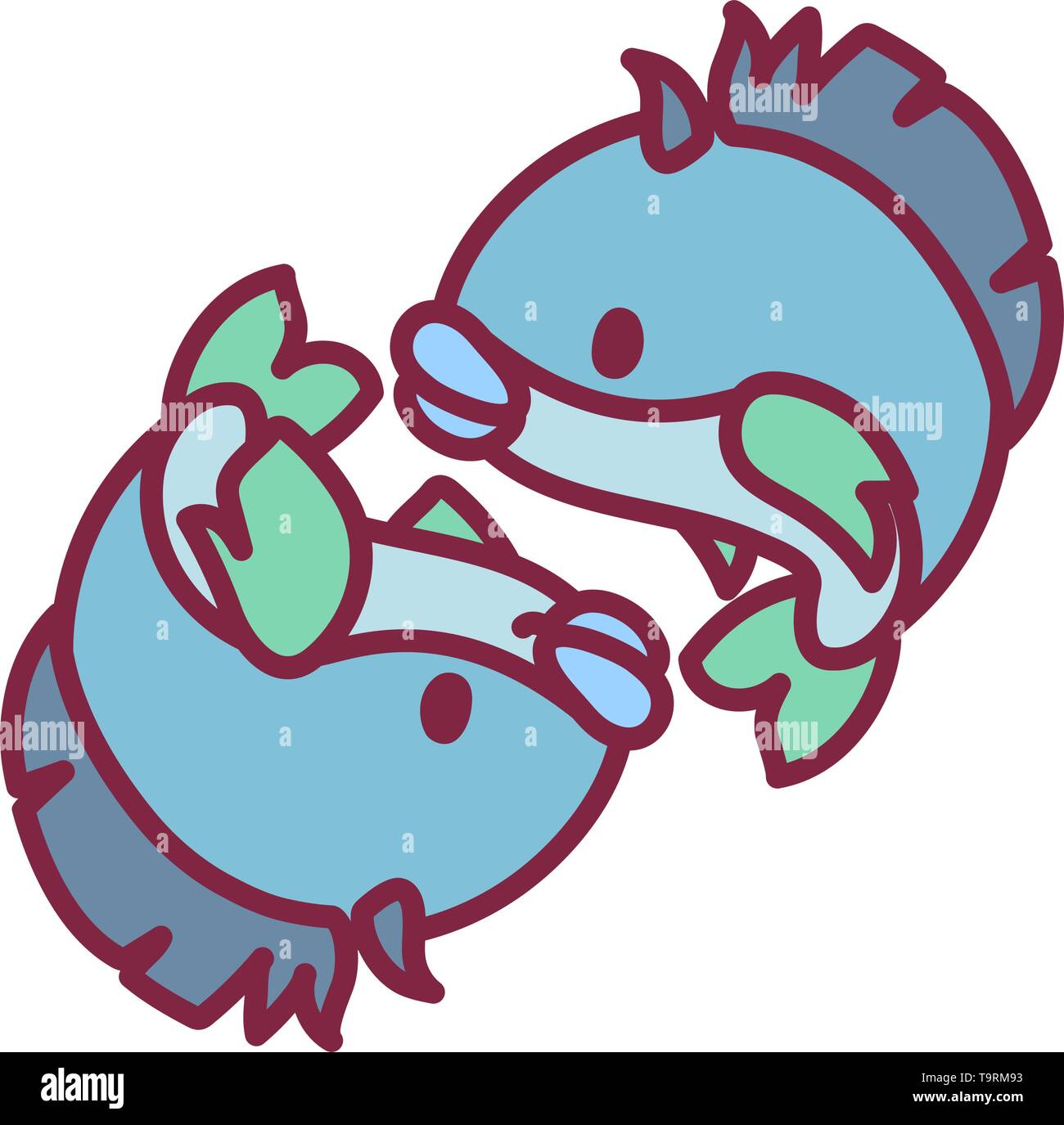 Vector carino segno zodiacale icona PESCI PESCE Illustrazione Vettoriale