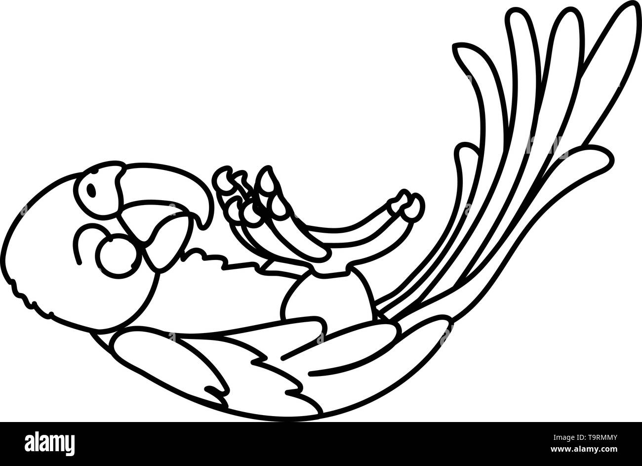 Linea del vettore animale cartoon clip art ara, pappagalli macaw Illustrazione Vettoriale