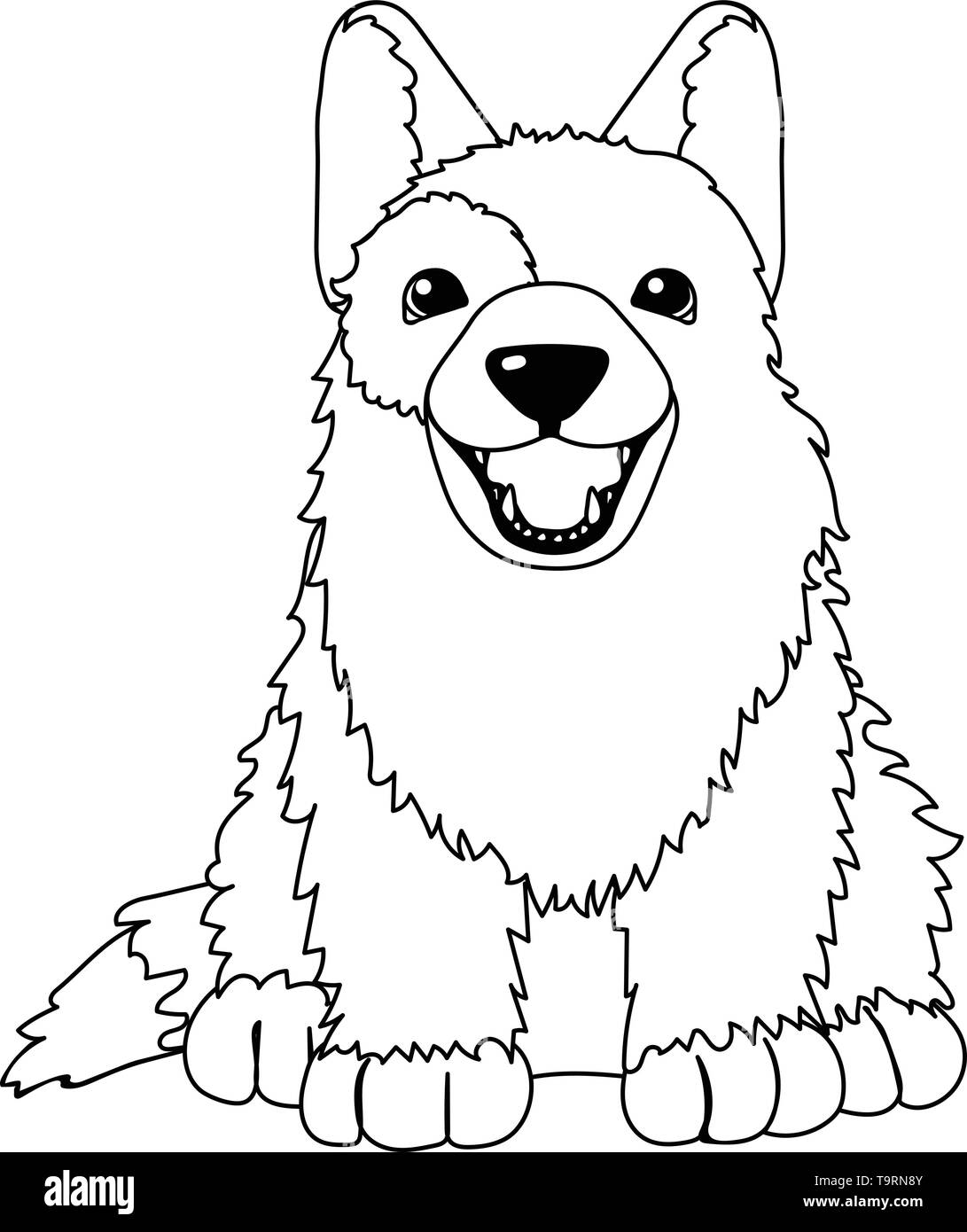 Linea del vettore animale cartoon clip art cucciolo di cane Illustrazione Vettoriale