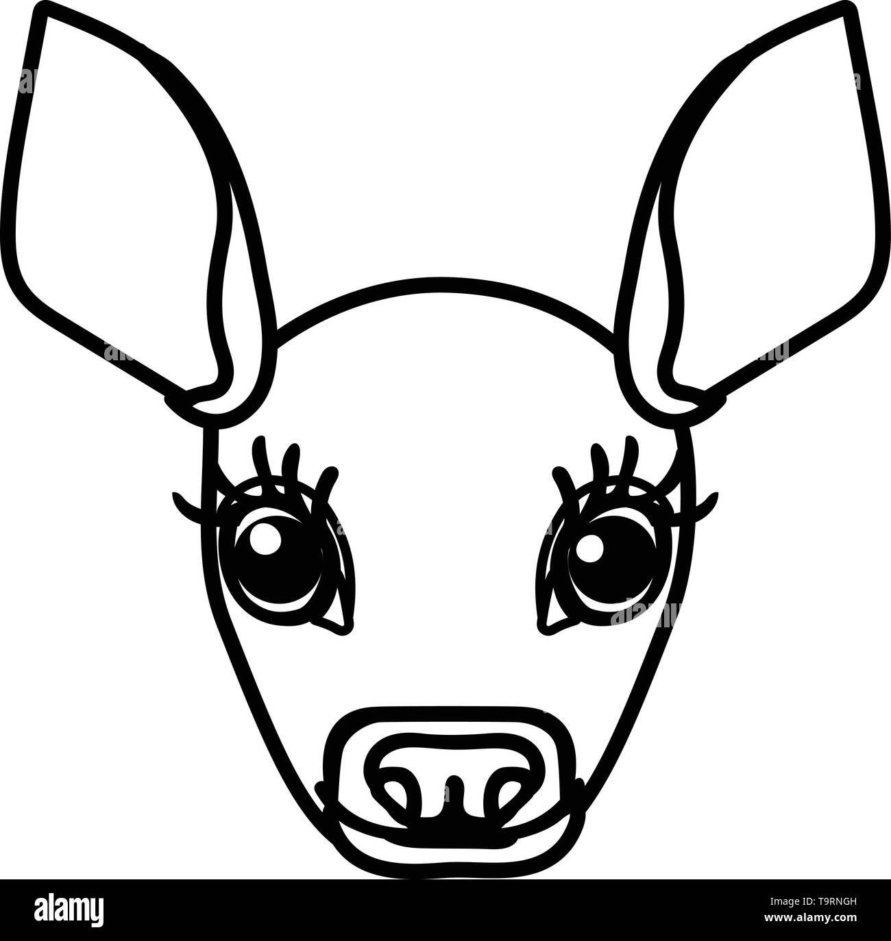 Linea del vettore animale cartoon clip art fulvo cervo rosso Illustrazione Vettoriale