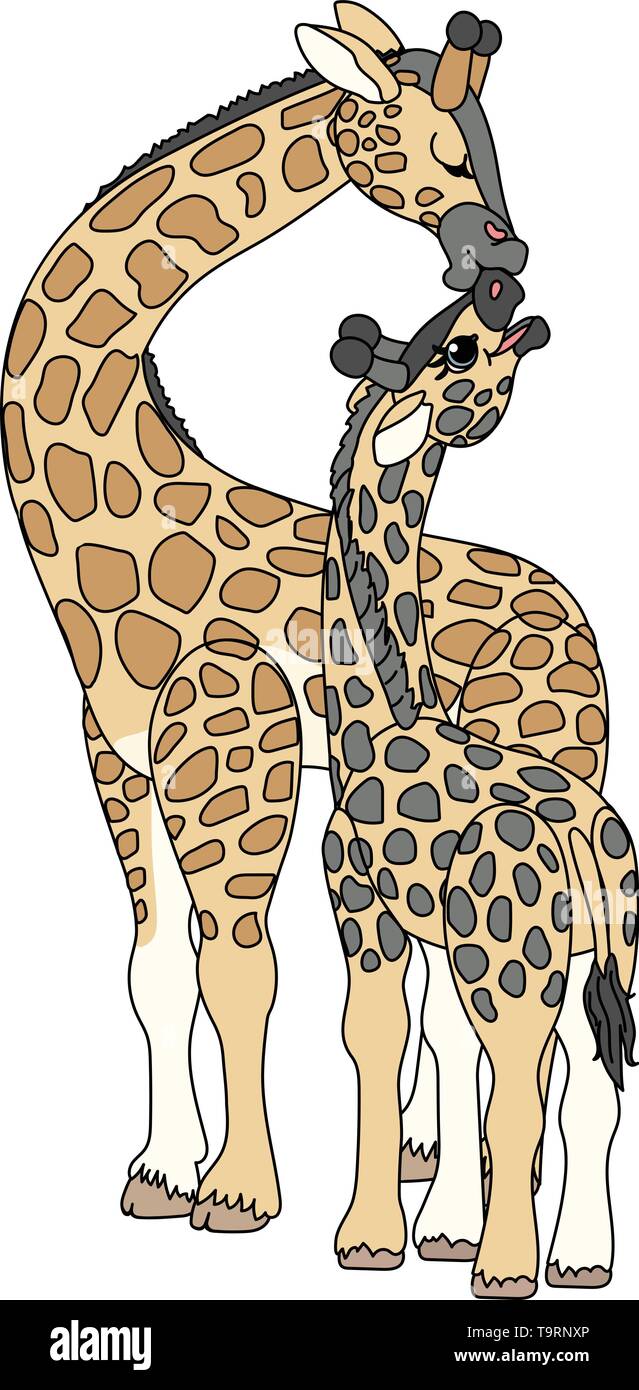 Scandi vettore animale cartoon clipart giraffe famiglia Illustrazione Vettoriale
