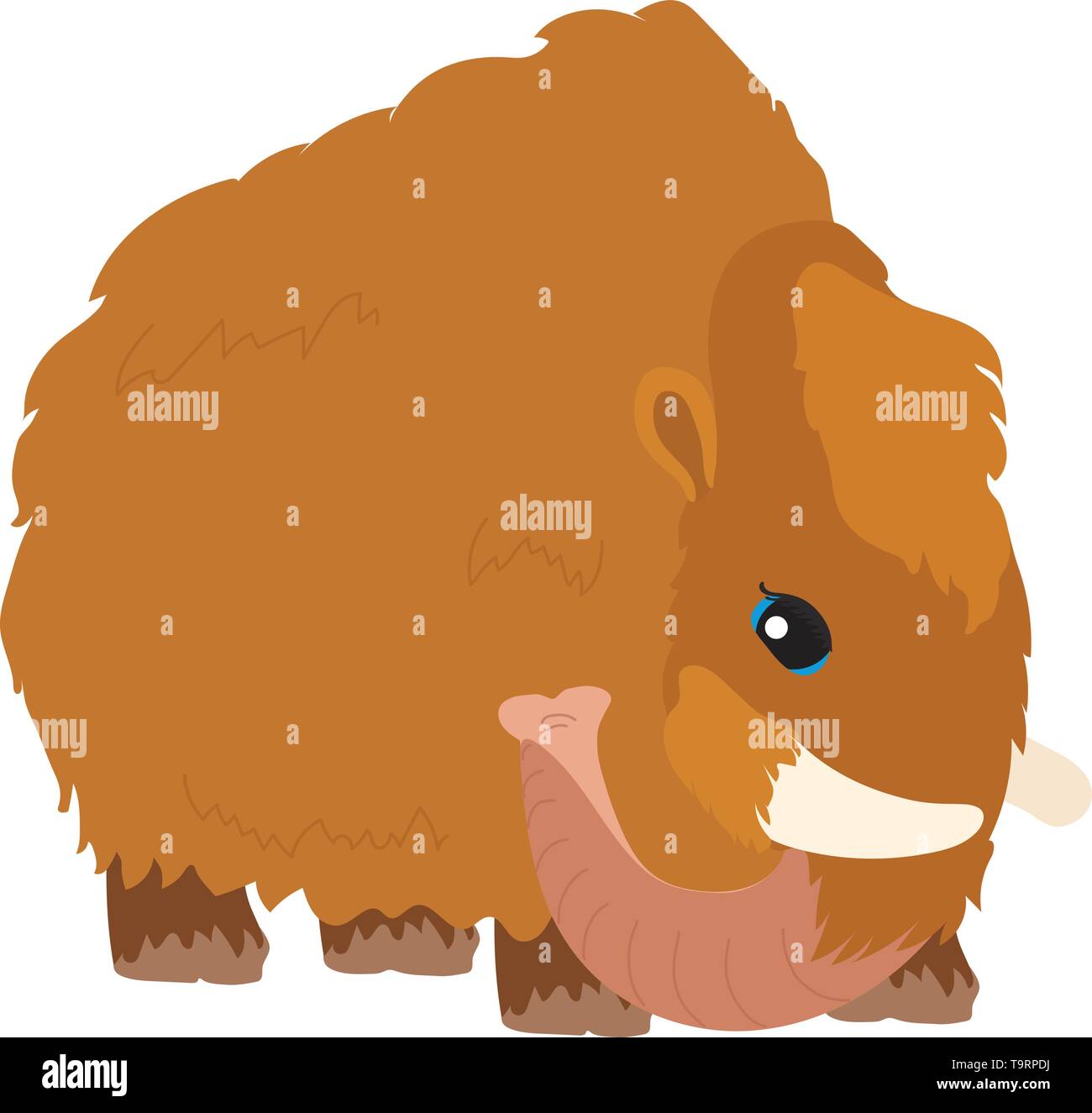 Piatto di vettore animale cartoon clip art mammut lanosi Illustrazione Vettoriale