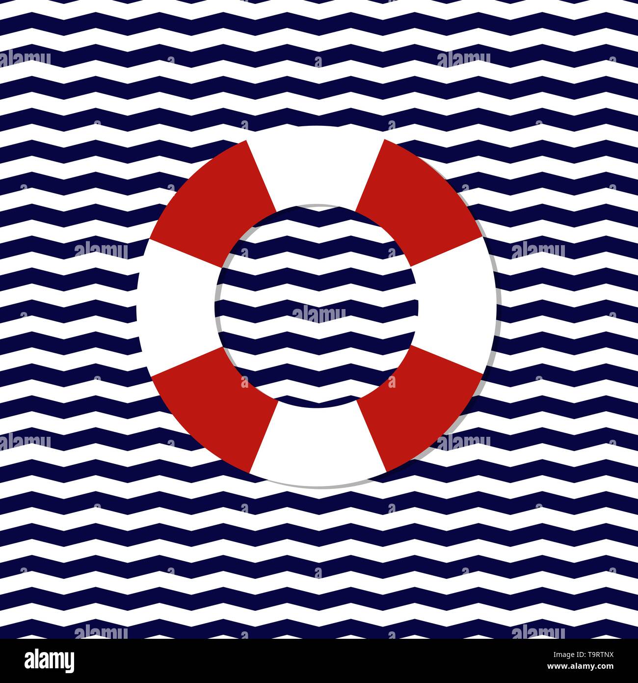 Abstract salvagente simbolo sul seamless chevron vettore di fondo Illustrazione Vettoriale