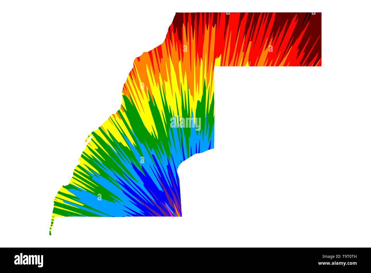 Il Sahara occidentale - mappa è progettato rainbow abstract pattern colorati, Sahara Occidentale (SADR) mappa fatta di esplosione di colori, Illustrazione Vettoriale