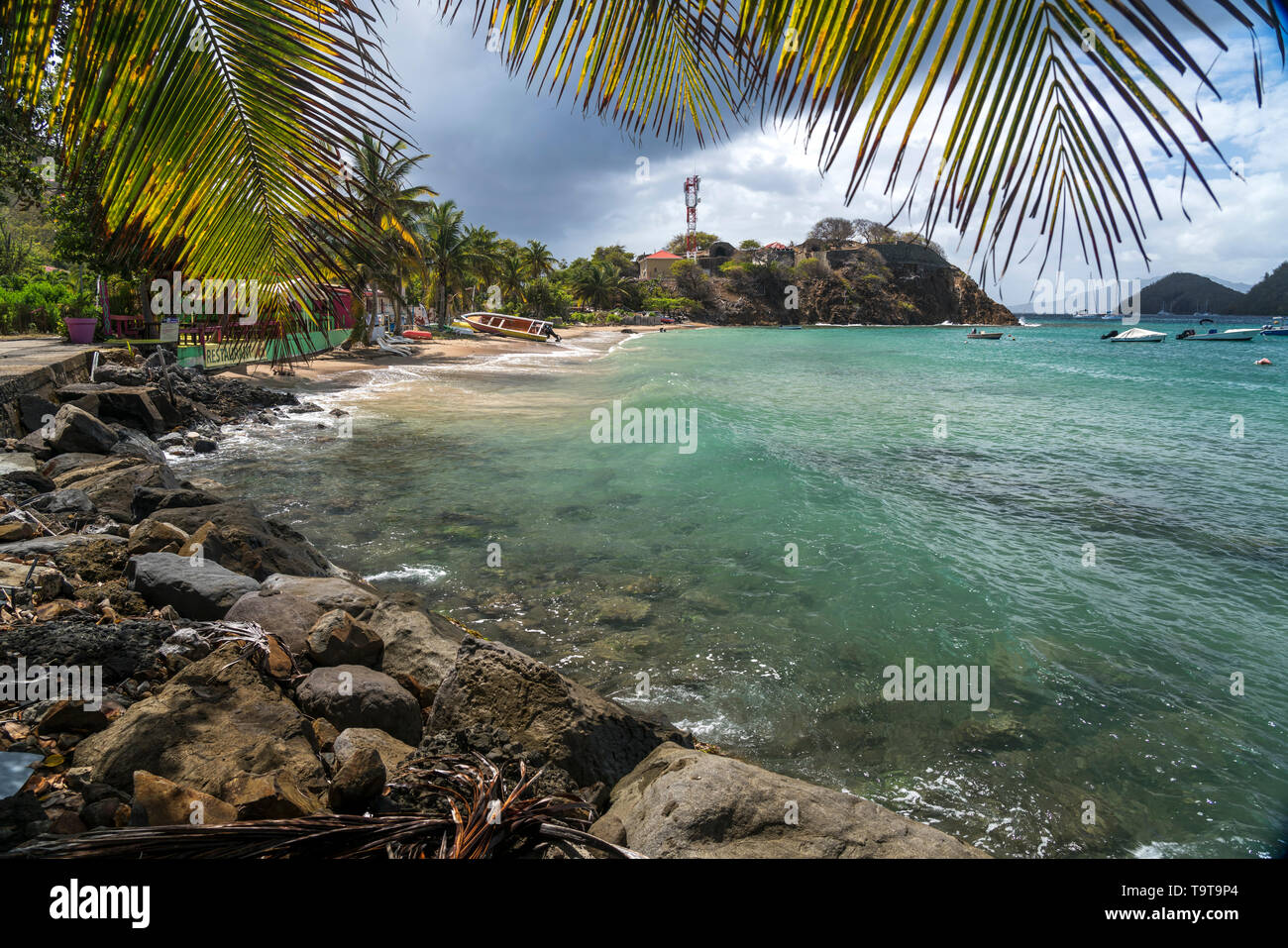 Strand Plage de la colline, Insel Terre-de-Haut, Les Saintes, Guadalupa, Karibik, Frankreich | Plage de la collin beach, Terre-de-Haut, Les Sainte Foto Stock