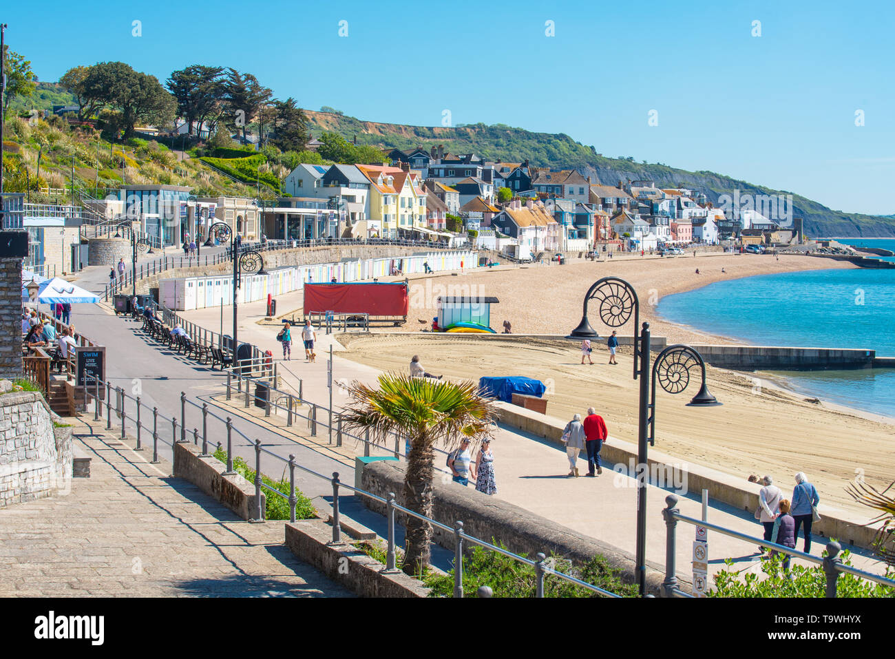 Lyme Regis, Dorset, Regno Unito. 21 maggio 2019. Regno Unito Meteo: una bella mattina di sole caldo e luminoso blu del cielo alla stazione balneare di Lyme Regis. I visitatori potranno gustarsi il glorioso tempo soleggiato che è impostata per continuare per il resto della settimana. Credito: Celia McMahon/Alamy Live News. Foto Stock