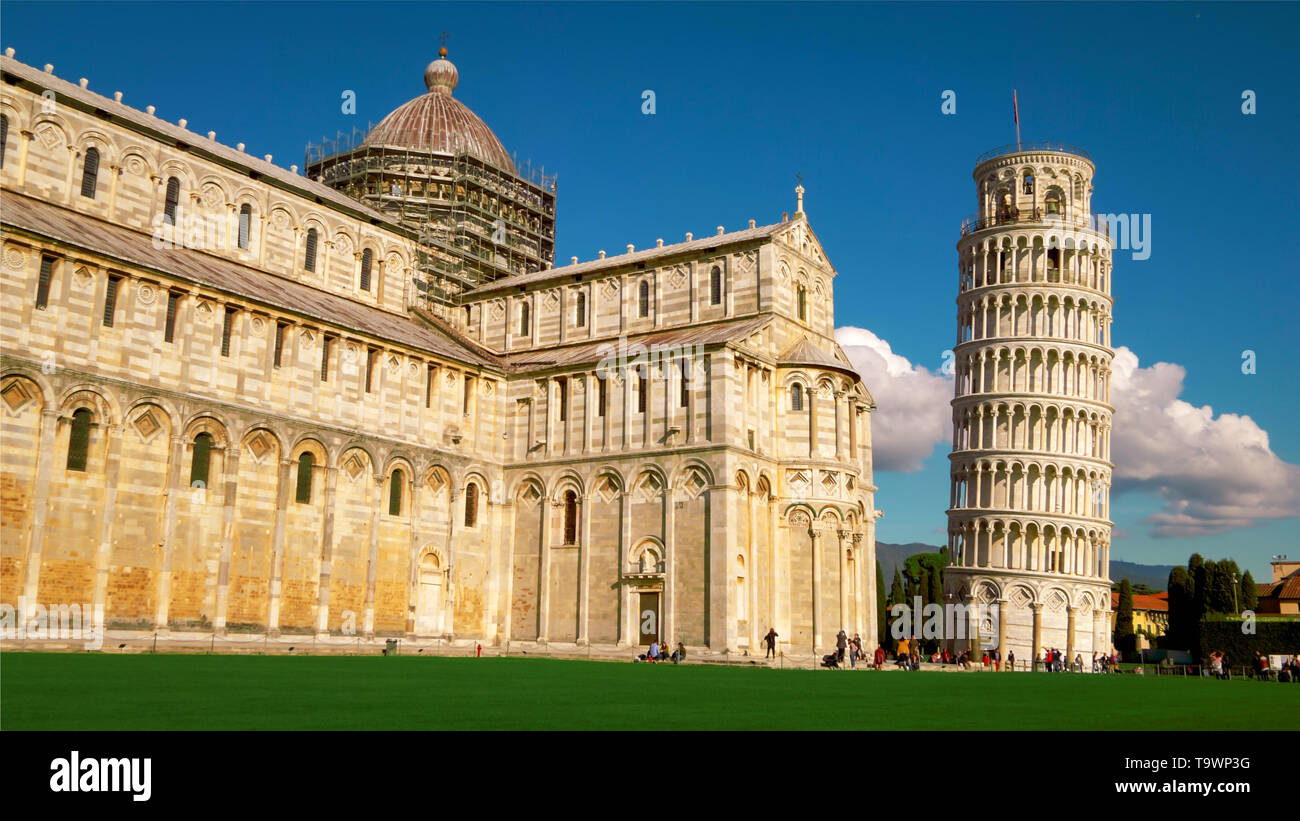 Torre di Pisa e dalla cattedrale in Italia Foto Stock