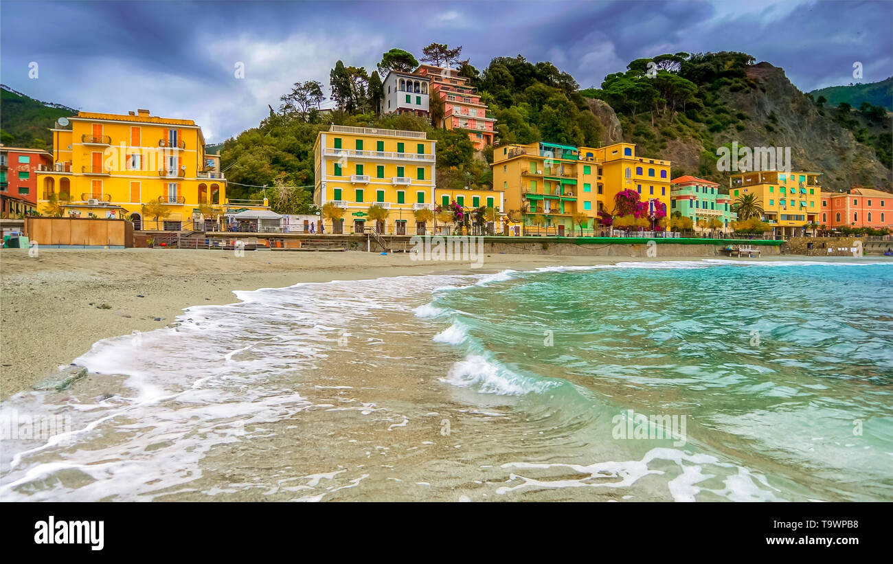 Monterosso al Mare città costiera in Cinque Terre, La Spezia, Italia Foto Stock