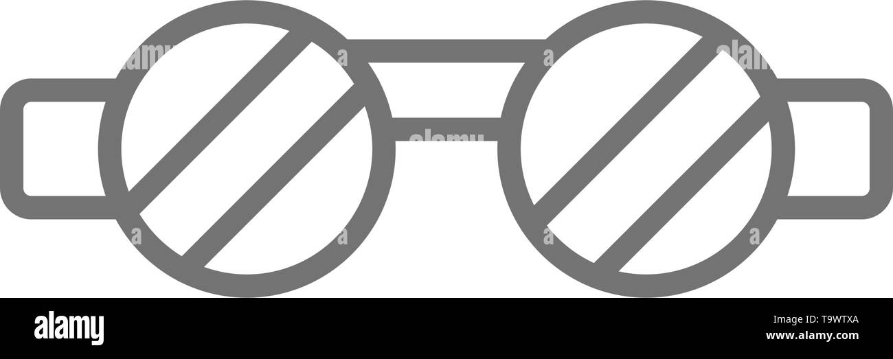 Saldatore occhiali protettivi e una protezione per gli occhi icona linea. Illustrazione Vettoriale